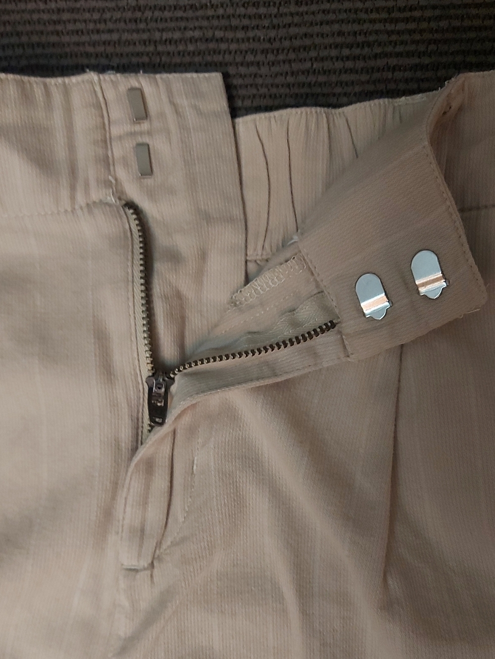 100% Cotton Cropped Wide Leg Culotte Pants Beige High Rise Size S - Picture 5 of 11